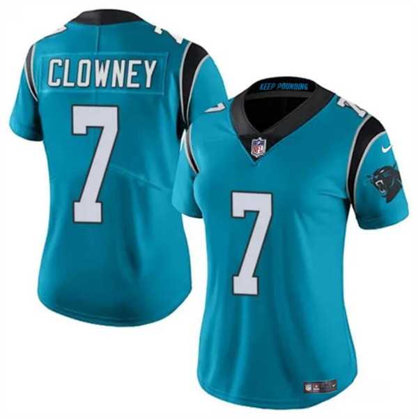 Womens Carolina Panthers #7 Jadeveon Clowney Blue Stitched Jersey Dzhi